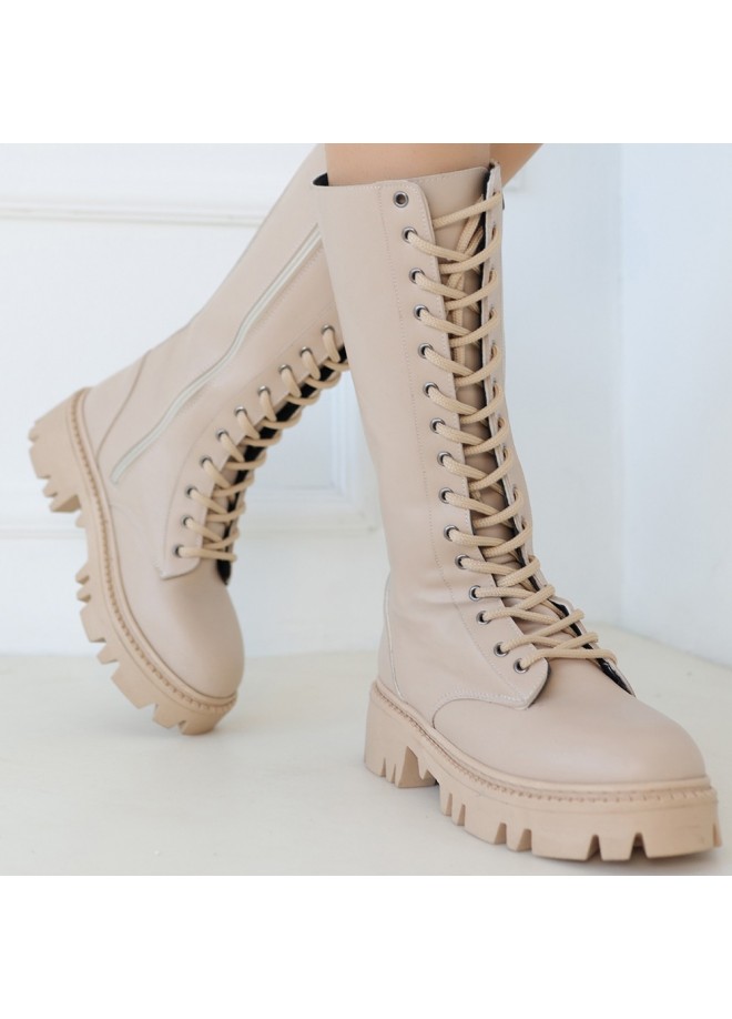 Uliza Nude Cilt Bağcıklı Çizme